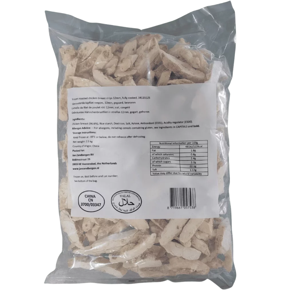 Hähnchenbruststreifen gegart 12mm 2,5Kg